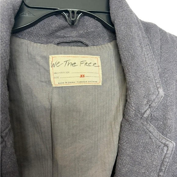Free People Crosby Blue Grey Marzipan Linen Blend Menswear Blazer Size XS - Picture 4 of 8